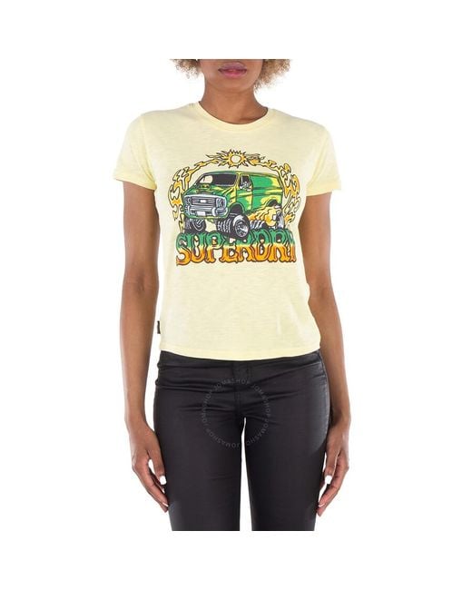 Superdry Yellow Motor Graphic Fitted T-Shirt, Brand Size 10 (Us