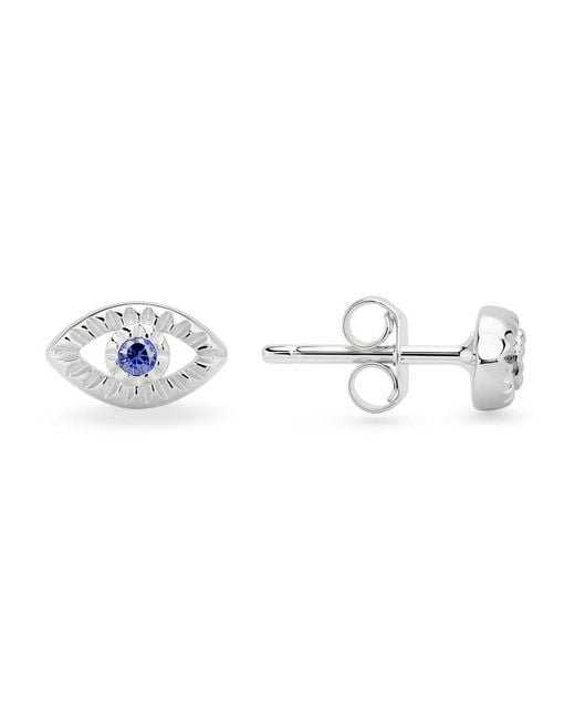 Kylie Harper Metallic Sterling Diamond-Cut Petite Evil Eye Cz Stud Earrings