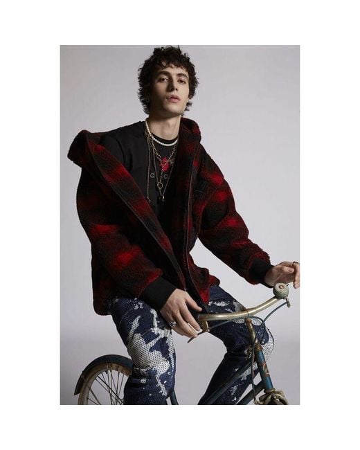 DSquared² Black Plaid Zip Jacket for men
