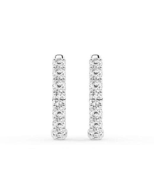 Brilliant Diamond Metallic 2 Carat Round Lab Grown Inside Out Diamond Hoop Earrings