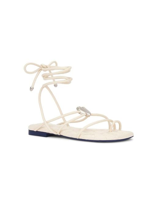 Burberry White Ivy Shield Leather Sandals, Brand Size 35 Us