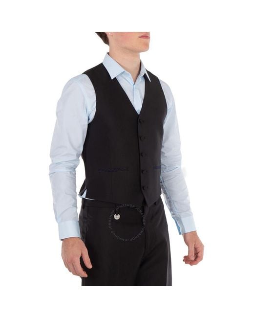 Burberry Black Wool-Silk Blend Waistcoat, Brand Size 46 Us for men