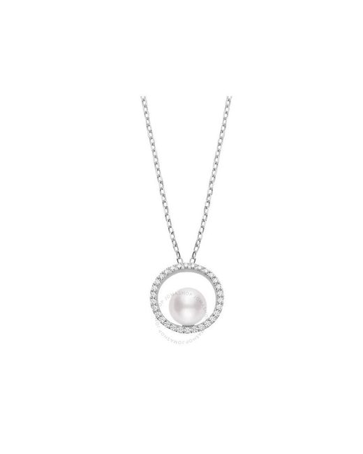 Mikimoto Metallic Akoya Cultured 7mm Pearl Pendant With Diamonds