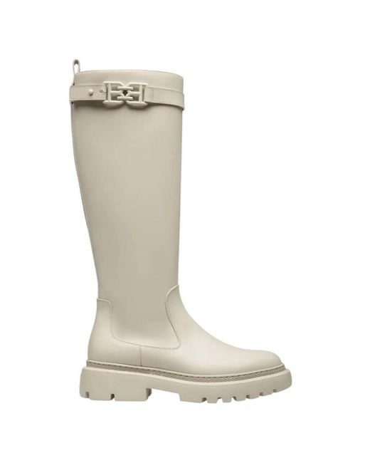 Bally Natural Gaila Leather Long Boots, Brand Size 37 Us