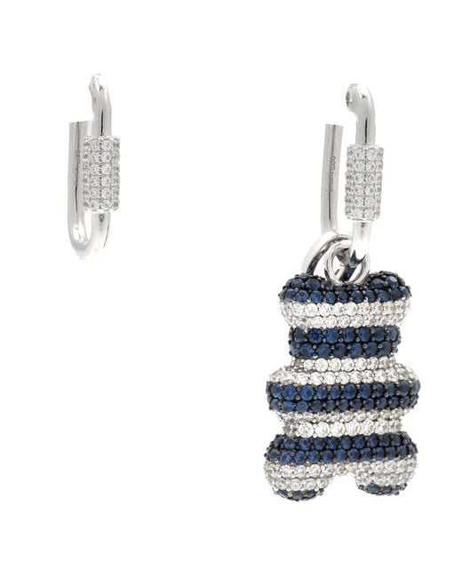 Apm Monaco White Asymmetric Saint-Tropez Yummy Bear Hoop Earrings
