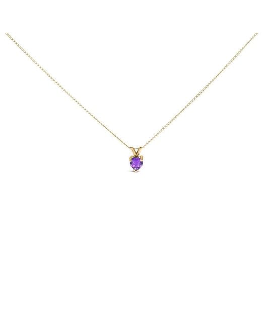Haus of Brilliance Metallic 14K 5X5 Mm Heart Shaped Amethyst Solitaire Pendant Necklace