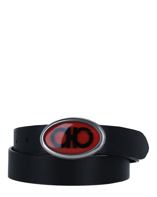 Ferragamo Black Custom Buckle Fixed Belt for men