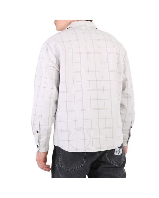 Calvin Klein Gray Monogram Badge Relaxed Fit Long-sleeved Shadow Overshirt for men