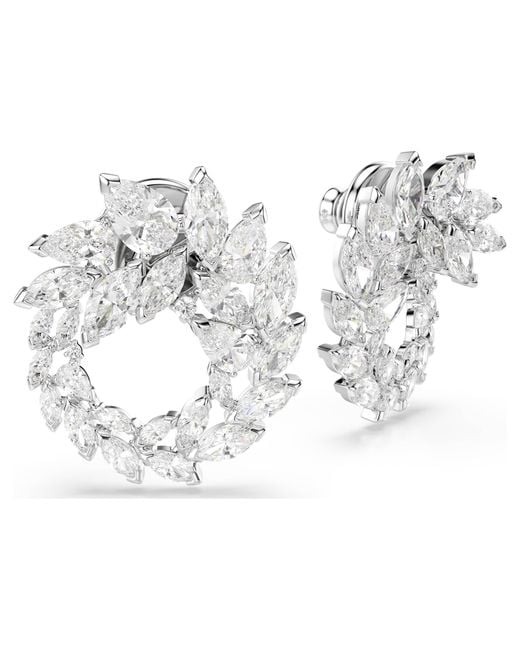 Swarovski Metallic Mesmera Rhodium Plated Marquise Cut Earrings for men