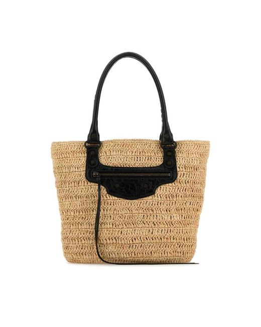 Balenciaga Black Raffia Small Le City Bucket Bag