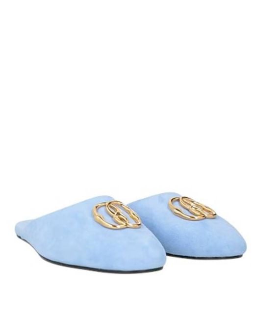 Bally Blue Gylon Logo Emblem Slippers, Brand Size 35 Us