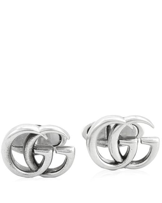 Gucci Metallic Sterling Cufflinks With Double G Motif for men