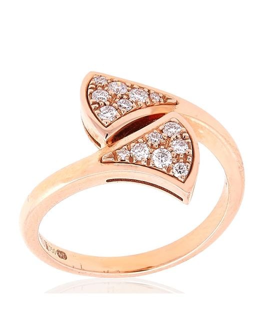 BVLGARI Multicolor Divas Dream 18 Kt Rose Ring Set With Pave Diamonds