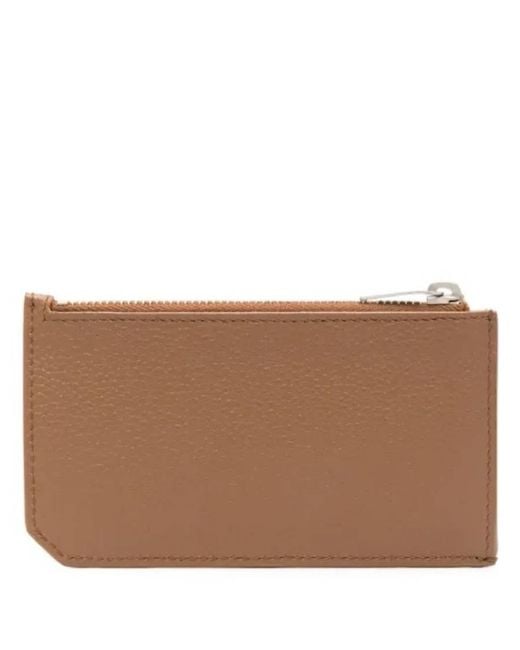 Saint Laurent Brown Cassandre Leather Card Holder for men