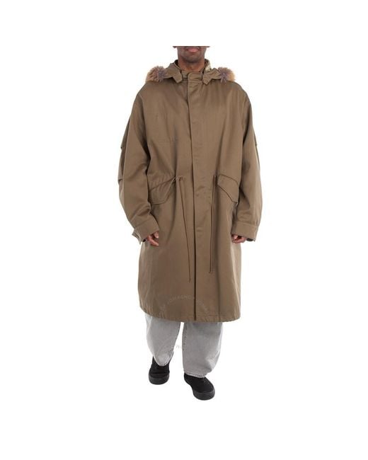 Burberry Natural Faux Fur And Cotton Parka for men