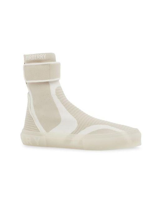 Burberry Natural Vanilla Knitted Sub High-Top Sock Sneakers, Brand Size 40 Us for men