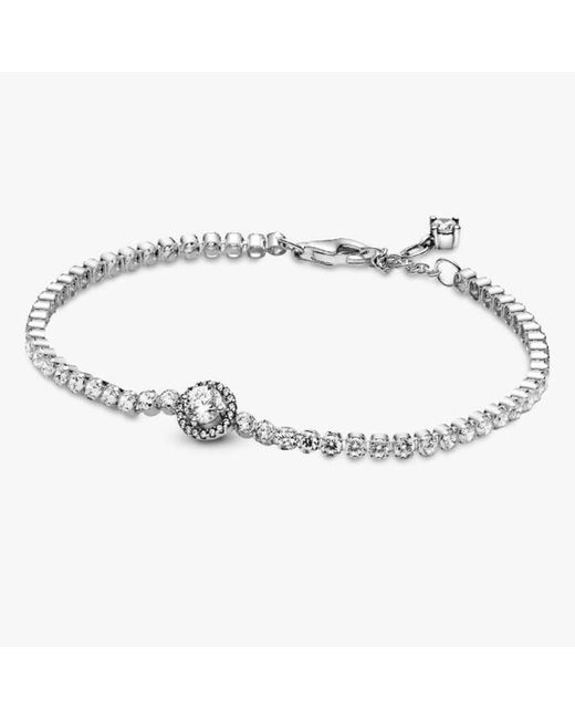 Pandora Metallic Sparkling Sterling Halo Tennis Bracelet