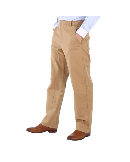 Burberry Natural Cotton Twill Tailored Trousers for men