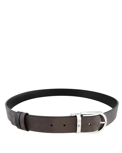 Montblanc Black Extreme Leather Horseshoe 35Mm Reversible Belt for men