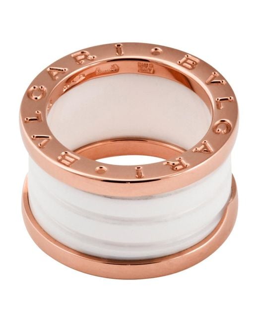 BVLGARI Metallic B.Zero1 4-Band 18 Kt Rose And Ceramic Ring, Brand