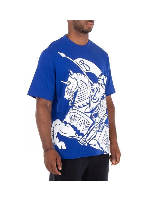 Burberry Blue Ekd Print Cotton T-Shirt for men