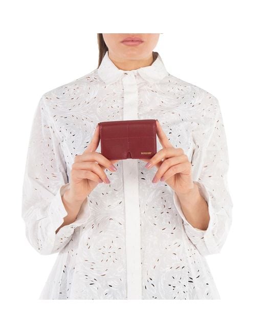 Burberry Red Snip Logo Printed Card Case