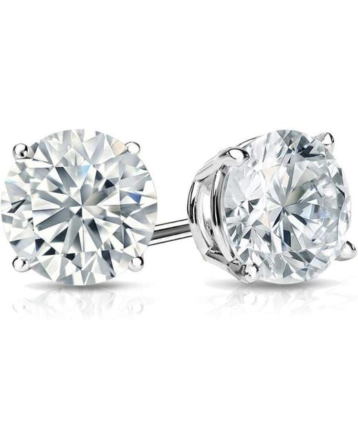 Brilliant Diamond Metallic 1.5 Carat Round Lab Grown Diamond Stud Earrings for men