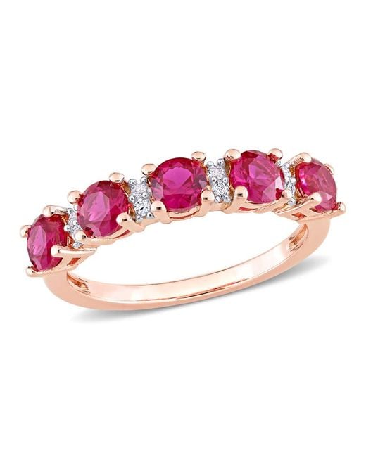 Amour Pink 1 5/8 Ct Tgw Created Ruby And Created Sapphire Semi-Eternity Ring