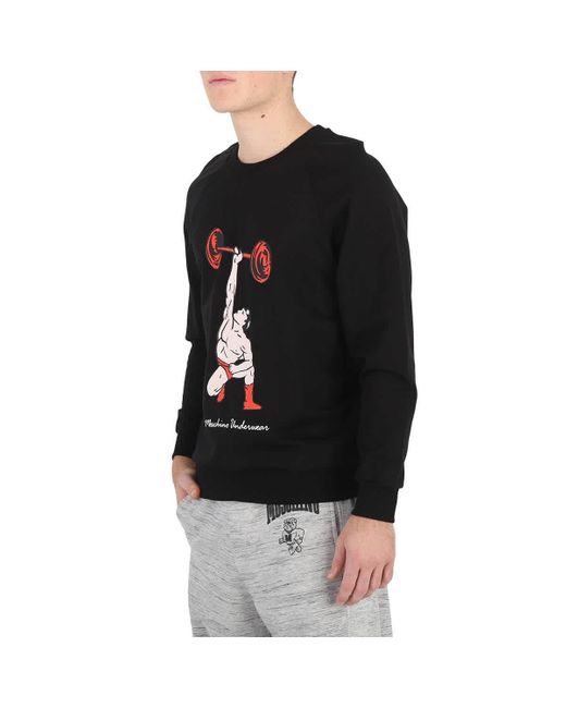 Moschino Black Graphic Print Cotton Sweatshirt for men