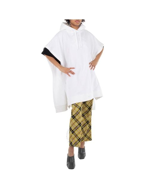 Burberry White Ekd Motif Cotton Jacquard Poncho
