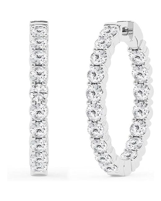 Brilliant Diamond White 4.00 Carat Round Lab Grown Inside Out Diamond Hoop Earrings for men