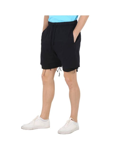 424 Black Double Layer Cotton Shorts for men