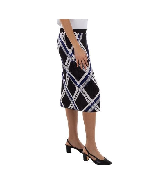 Burberry Black Checked Silk Skirt