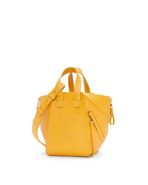 【LOEWE】Hammock Compact Bag in Vanilla Yellow LOEWE Hammock Compact Leather Top-Handle Bag | endource