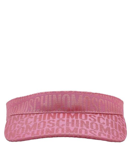 Moschino Pink Allover Jacquard Logo Visor