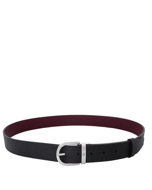 Montblanc Black Horseshoe Buckle 35 Reversible Leather Belt for men