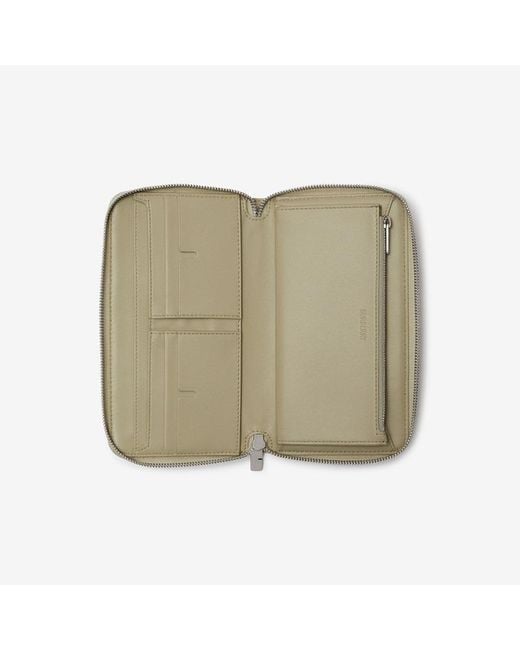 Burberry Green Large Check Zip Wallet for men