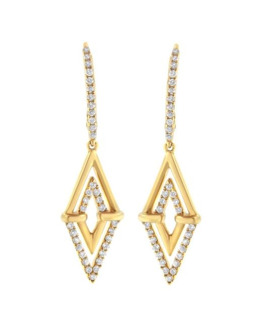 Haus of Brilliance Metallic 14K 3/8 Cttw Double Triangle Drop And Dangle Diamond Earrings (G-H Si1-Si2