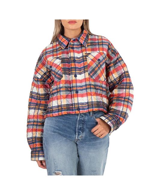 Polo Ralph Lauren Red Quilted Check Cropped Shell Jacket