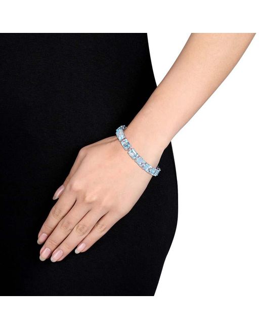 Amour Blue 59 3/4 Ct Tgw Emerald-Cut Sky- Topaz Tennis Bracelet for men