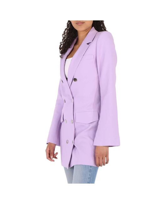 Filles A Papa Purple Wool Double Breasted Long Coat
