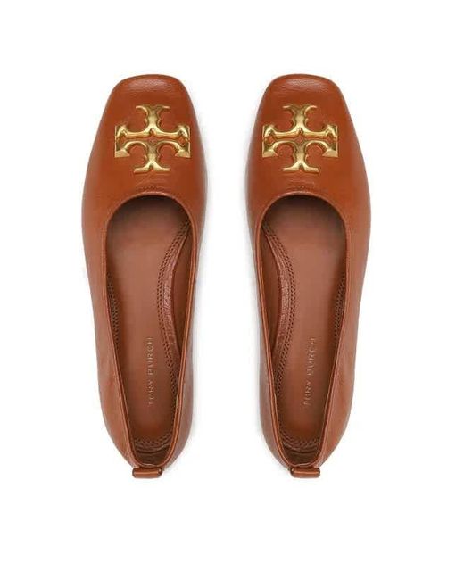 Tory Burch Brown Eleanor Leather Ballet Flats