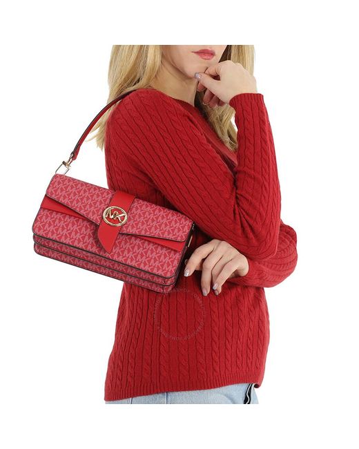 Michael Kors Red Greenwich Convertible Shoulder Bag