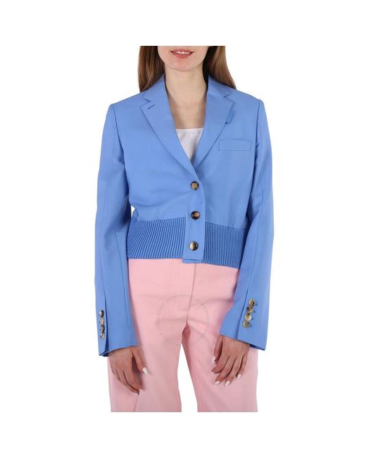Burberry Blue Vivid Cobalt Mohair-wool Tailored Blazer Jacket