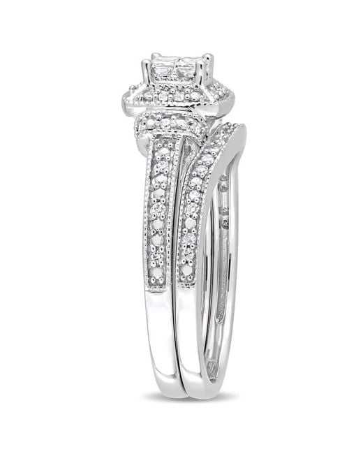 Amour Metallic 1/3 Ct Tw Diamond Halo Vintage Bridal Set