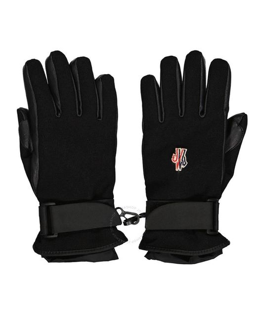 Moncler Black Padded Logo-embroidered Gloves for men