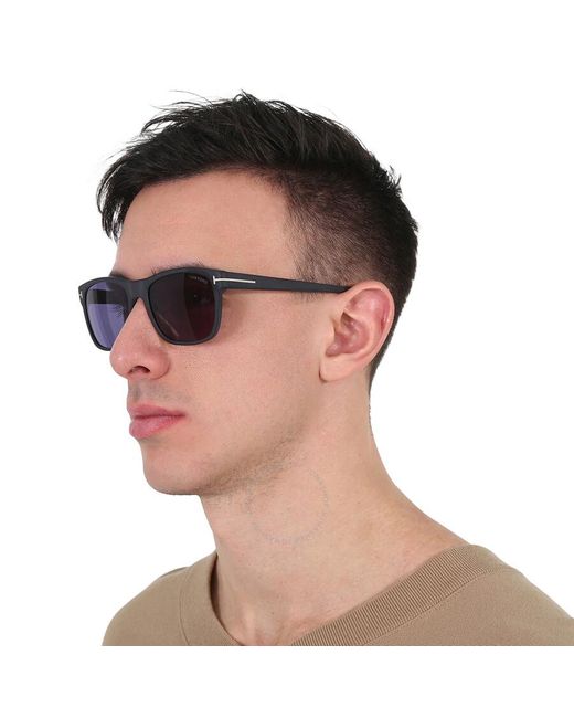 Tom Ford Giulio Blue Rectangular Sunglasses Ft0698 02v 57 for men