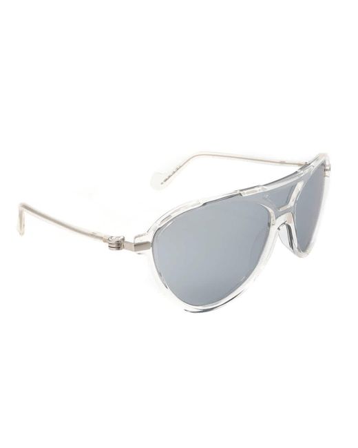 Moncler White Pilot Sunglasses