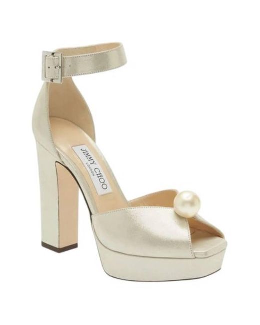 Jimmy Choo Metallic Socorie 120 Shimmer Platform Sandals, Brand Size 40 Us
