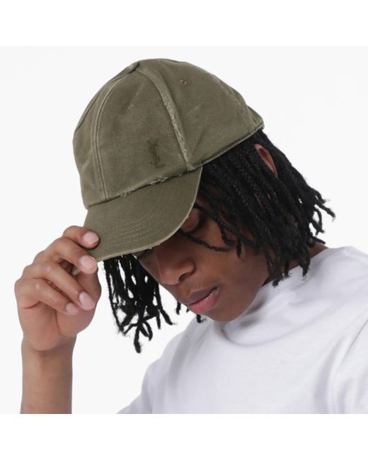 Saint Laurent Green Washed Denim Cap
